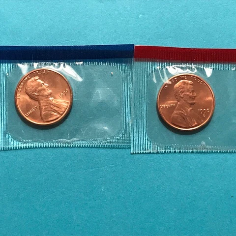 1990 P&D Lincoln Cents Unc in Mint Cello  FREE SHIP Cover