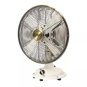 Retro 8" 3-Speed Metal White Oscillating New Tabletop Fan - Picture 1 of 10