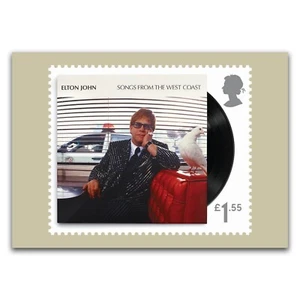 ELTON JOHN SONGS WEST COAST ALBUM ROYAL MAIL OFFICIAL MEMORABILIA Postcard GEM - Picture 1 of 1