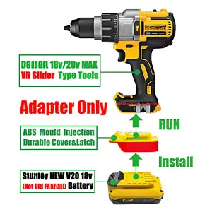 1 Adapter for New Stanley V-20 18V Battery To Power for DeWalt 18V/20V XR Tools - Picture 1 of 8