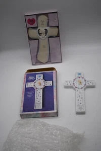 2 Precious Moments Baptism Cross "Celebrating God's Precious Gift" Hanger 1991 & - Picture 1 of 4