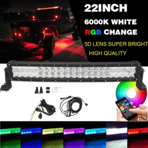 Kit de luces estroboscópicas con barra de luz LED RGBW 22 pulgadas 120W 5D todoterreno todoterreno - Imagen 1 de 10