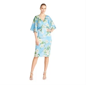 NWT - THEIA Couture - Liana Chantilly Rose Printed Kimono Dress - SZ 6 - Picture 1 of 14