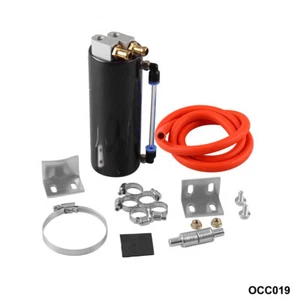 Universal 350ml Aluminum High Capacity Engine Oil Catch Tank Reservoir Can BLACK - Picture 1 of 11