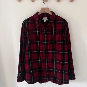 L.L. Camisa de franela a cuadros escocesa Bean para mujer ligeramente ajustada roja negra XL - Imagen 1 de 5