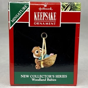 Hallmark Keepsake Miniature Ornament Collectors woodland babies 1991 nutshell - Picture 1 of 12