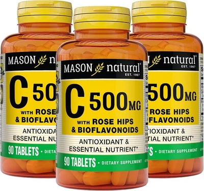 [3] MASON 天然维生素 C 500 毫克含玫瑰口和生物类黄酮-90 克拉。 — 第 1/3 张图片