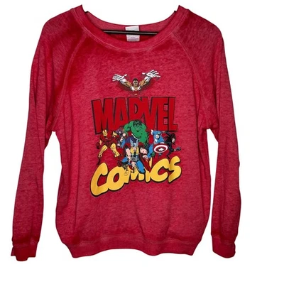 Marvel Comics Sweatshirt Red Crewneck XL 15/17 Vintage Style Superhero Graphic - Image 1 of 4