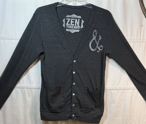 American Apparel Zen Threads Damen Strickjacke grau mit Knöpfen 50/50 Erwachsene Größe L - Bild 1 von 9