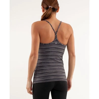Camiseta sin mangas Lululemon Power Y rayas negras tinte espacial en abundancia para mujer talla 8 Foto 1 de 4