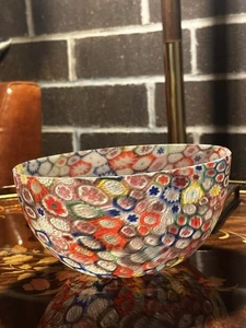 Rare Multicolored vtg  Murano Tiffany Windows Millefiori Murrine  Glass Oval bow - Picture 1 of 14