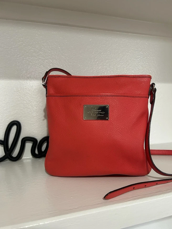 Bolso Bandolera Ralph Lauren Cuero Coral Governors Lodge Plano Delgado Foto 1 de 4