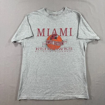 VTG Miami Redhawks 1999 T Shirt Mens Medium Gray MADE IN USA Basketball - Image 1 of 4