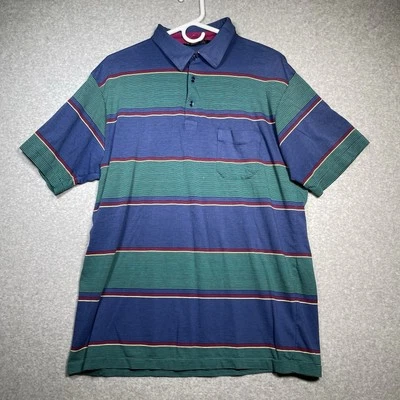 Polo de Bolsillo Knightsbridge De Colección Para Hombres XL Verde Azul Rojo Rayas Grasas Bloque de Color Foto 1 de 4