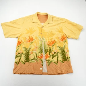 Vintage Silk Hawaiian Shirt with Tropical Print Size L - Picture 1 of 6