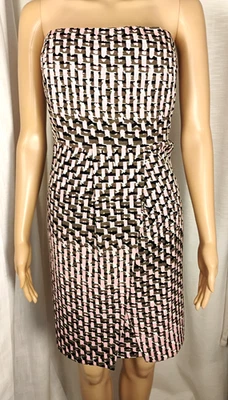 Banana Republic Strapless Barbiecore Wiggle Dress Womens 10P Silk Artisanal Feel - Image 1 of 4