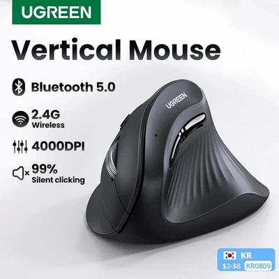 Vertical Mouse Wireless Bluetooth5.0 2.4G Ergonomic 4000DPI 6 Mute Buttons - Image 1 of 4