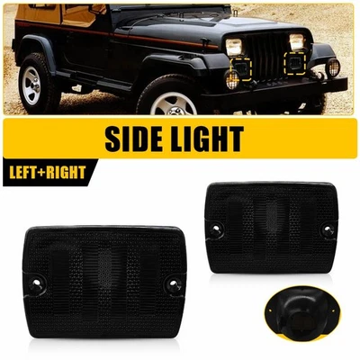 Se adapta a Jeep 1987-1995 Wrangler YJ luces de giro delanteras ahumadas carcasas Foto 1 de 4