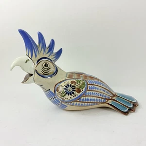 Mexico Mateos Folk Art Tonala Pottery Cockatoo Parrot Bird Beautiful Large EXC - Picture 1 of 14