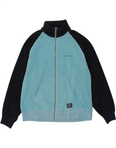 CHAMPION Mens Fleece Jacket UK 42 XL Blue Colourblock Polyester CO09 - Picture 1 of 4
