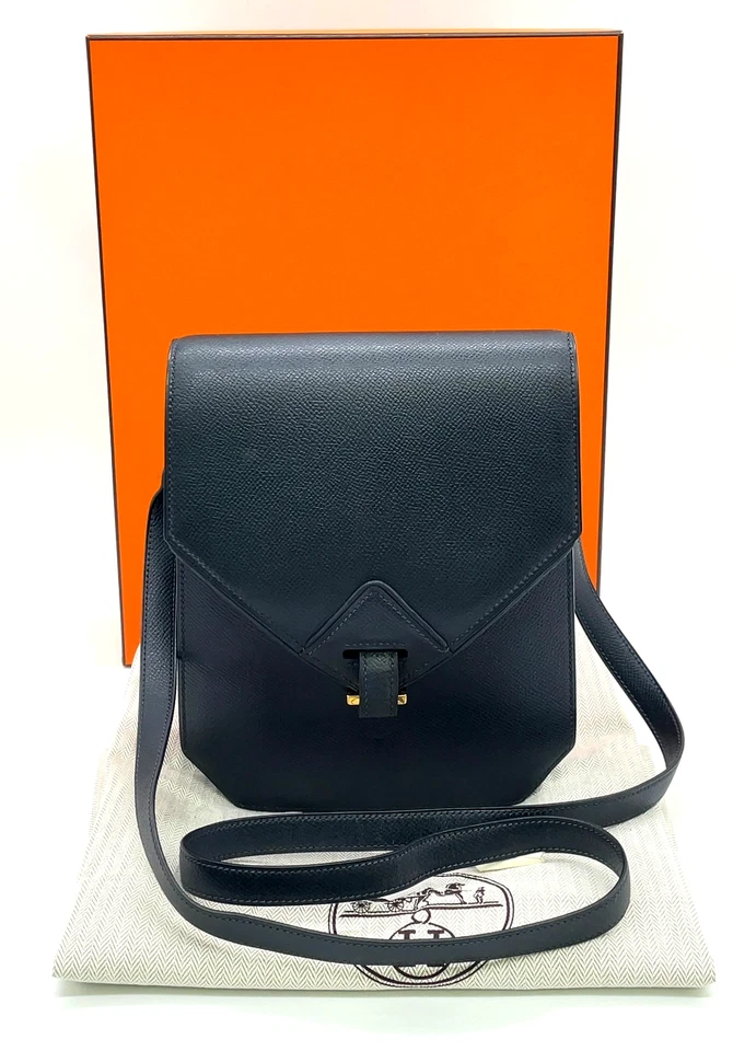 Auténtico bolso bandolera de cuero azul marino Hermès Souri con caja, bolsa antipolvo NS040742 Foto 1 de 4