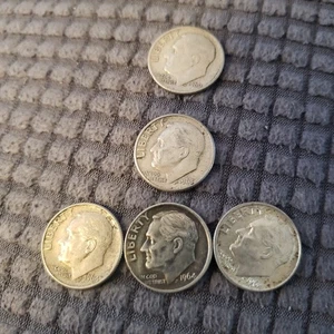 1960 1963 1964 Silber Franklin Roosevelt Groschen  - Bild 1 von 2