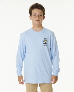 Rip Curl Kids Search Icon Long Sleeve Crew Neck T-Shirt - Cool Blue - 12 Yrs - Picture 1 of 5