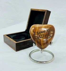 Wooden Heart Keepsake Urn - Mini Ash Urn Small Handcrafted Cremation Urn for Ash - Picture 1 of 7