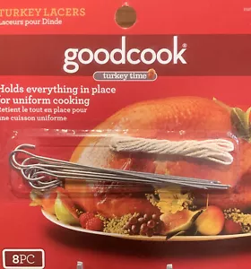 Goodcook 8-Count Stainless Steel Poultry Turkey Lacer with Lacing Twine Cooking - Picture 1 of 12
