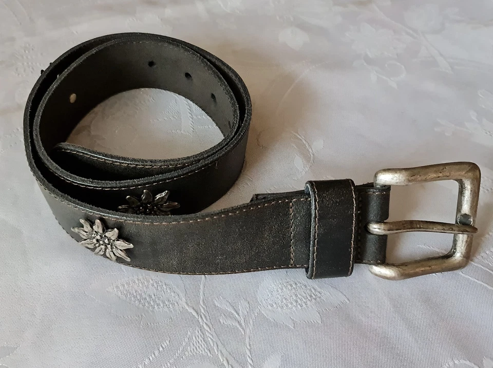 CINTURÓN DE CUERO GRIS TIROL OKTOBERFEST ITALIA AUTÉNTICO VINTAGE Foto 1 de 4
