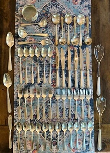 LADY HILTON WESTMORLAND SILVER SET 50 PIECES 2000+ GRAMS SERVES SIX PLUS EXTRAS! - Picture 1 of 15