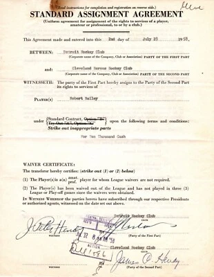 1958 Red Wings Cleveland Barons Acuerdo comercial para Bob Bailey James Hendy automático Foto 1 de 4