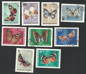 (BL) Hungary 1966-69 Butterflies 9v used - Picture 1 of 1