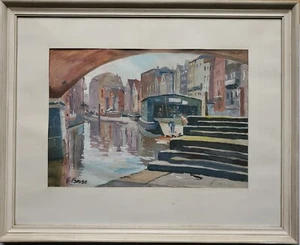 Gemälde Tempera Stadt Hamburg Speicherstadt Norddeutsch Emil Brose Signiert - Picture 1 of 11