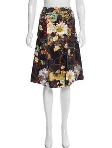 Roberto Cavalli Satinrock mit Blumenmuster schwarz/mehrfarbig M - Bild 1 von 7