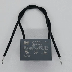 1pc CBB61 2uF 450V AC 2 wire BM Capacitor for Motor Start Fan Ceiling Motor - Picture 1 of 5
