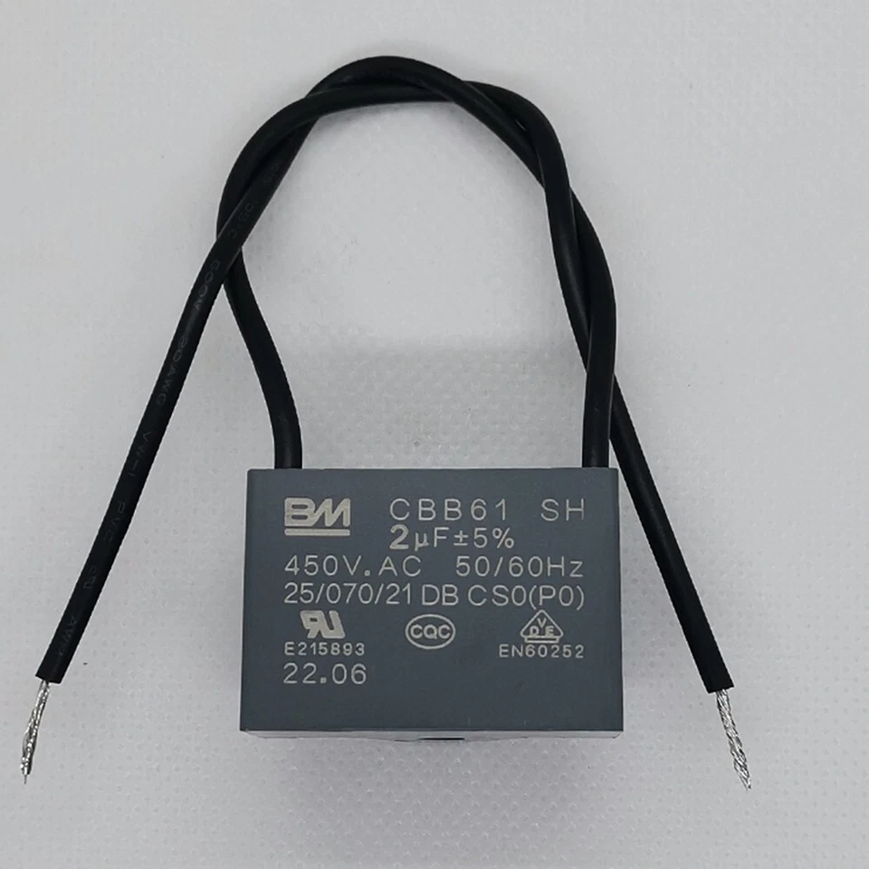 1pc CBB61 2uF 450V AC 2 wire BM Capacitor for Motor Start Fan Ceiling Motor