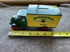 ERTL John Deere 1926 Mack Bull Dog Delivery Truck Bank No. 103 1:38 + Chev Van.