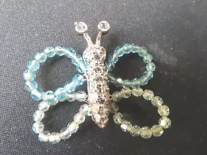 Vintage Swarovski with SWAN Rhinestone & Crystal beads BUTTERFLY Pin - Picture 1 of 2