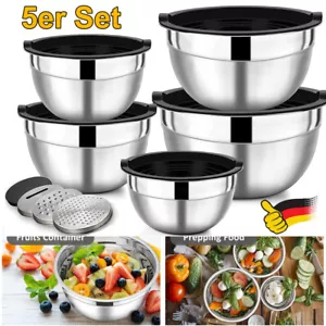 5er set Edelstahl Schüssel Rührschüssel Küchenschüssel mit Deckel Salatschüssel - Bild 1 von 18
