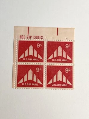 Scott #c77 9c Delta Wing Plane Mint Plate Block Of Four U.S. Postage Stamps  - Image 1 of 4