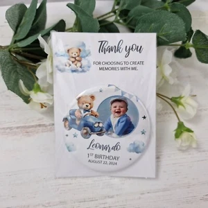 20/50 pcs Blue Teddy bear birthday favors, Thank you souvenir, Photo Keepsake - Bild 1 von 9