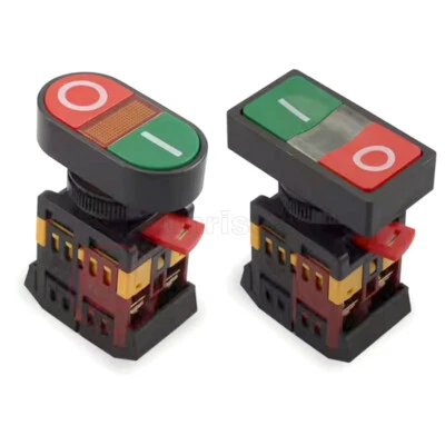 Red Green Push Button Switch Momentary Power Start Stop DC24V AC220V 380V Light - Image 1 of 4