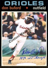 Custom Topps-style Topps 1971 Baltimore Orioles Don Buford baseball card 3