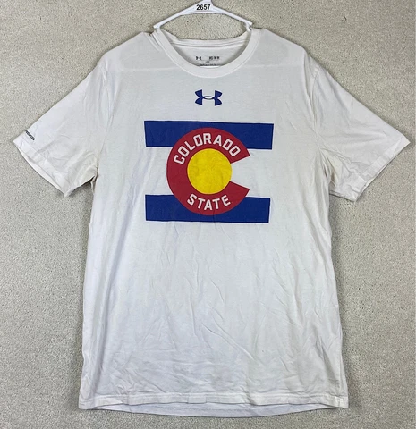 Colorado State Medium T Shirt NCAA Under Armor Medium White Short Sleeve Shirt Cover