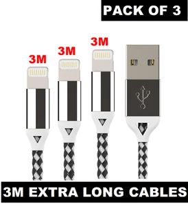 New 3M USB Charger Cable iPhone X XS MAX iPhone 7 8 Plus iPad  IPhone 12 13 PRO  - Picture 1 of 2