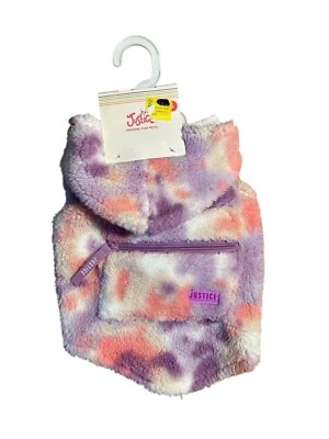 Furry Sherpa Feel Pink And Purple New Justice Pet Jacket Size Small - Image 1 of 3