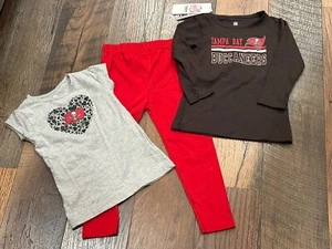 Tampa Bay Buccaneers NFL Toddler Girls 3- Pc. Shirts & Leggings - NWT - Picture 1 of 7