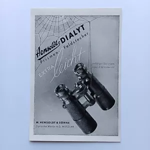 1940 Hensoldt Dialyt Feldstecher Optische Werke Wetzlar , Werbeanzeige, Werbung - Bild 1 von 1