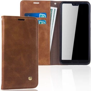 Huawei P20 Etui na telefon komórkowy Ochrona Pokrowiec Case Flip Cover Wallet Etui Brązowe - Zdjęcie 1 z 7